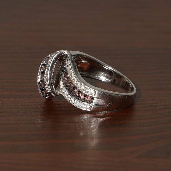 Vintage Sterling Silver cocktail ring with clear and fire opal gemstones - Picture 2 of 4